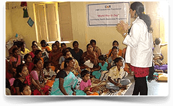 Image of a volunteer teaching rural women on hygine and sanitation