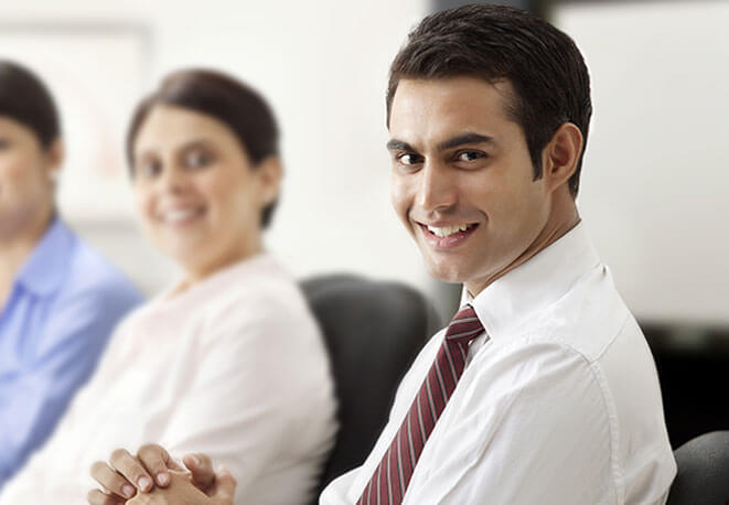 Photo of a corporate professional from GMR Group's careers section.