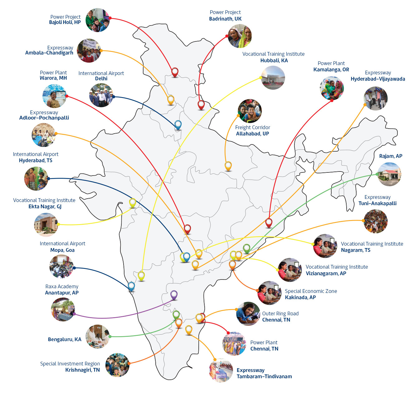 Map displaying GMR Group's global presence.