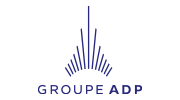 Logo of ADP, an airport partner of GMR Group.