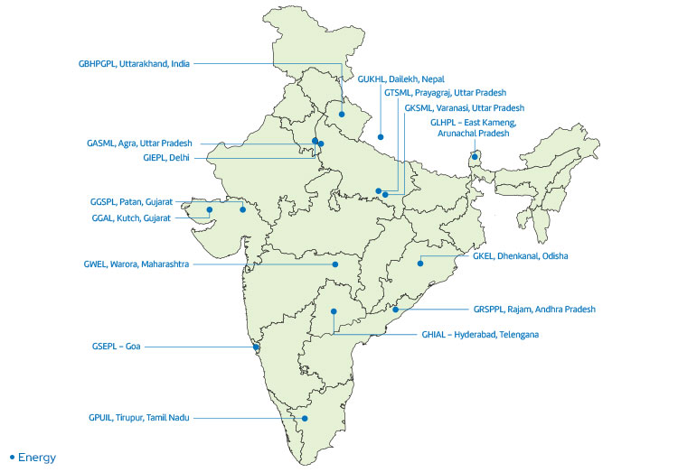 Mobile view of GMR Group's energy presence.