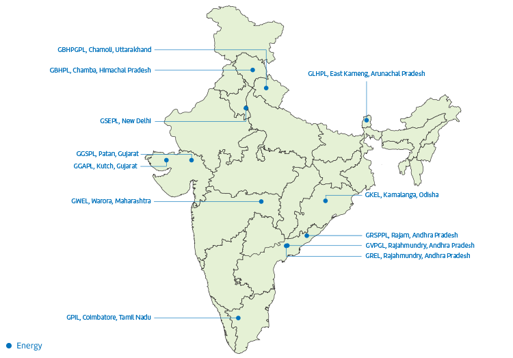 Mobile view of GMR Group's energy presence.